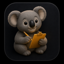 Koala writing a note on a clipboard